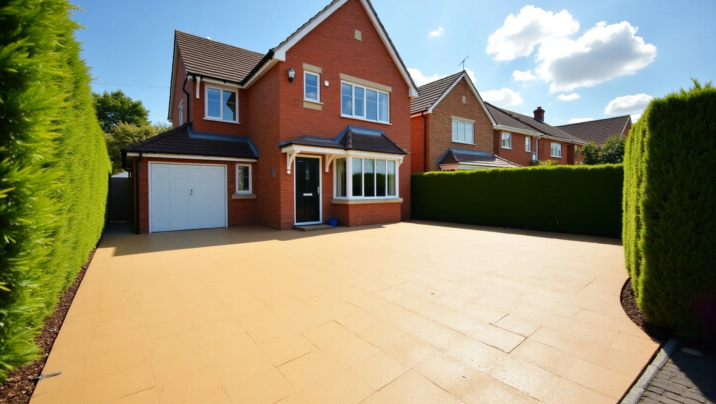 Modern resin driveway front view