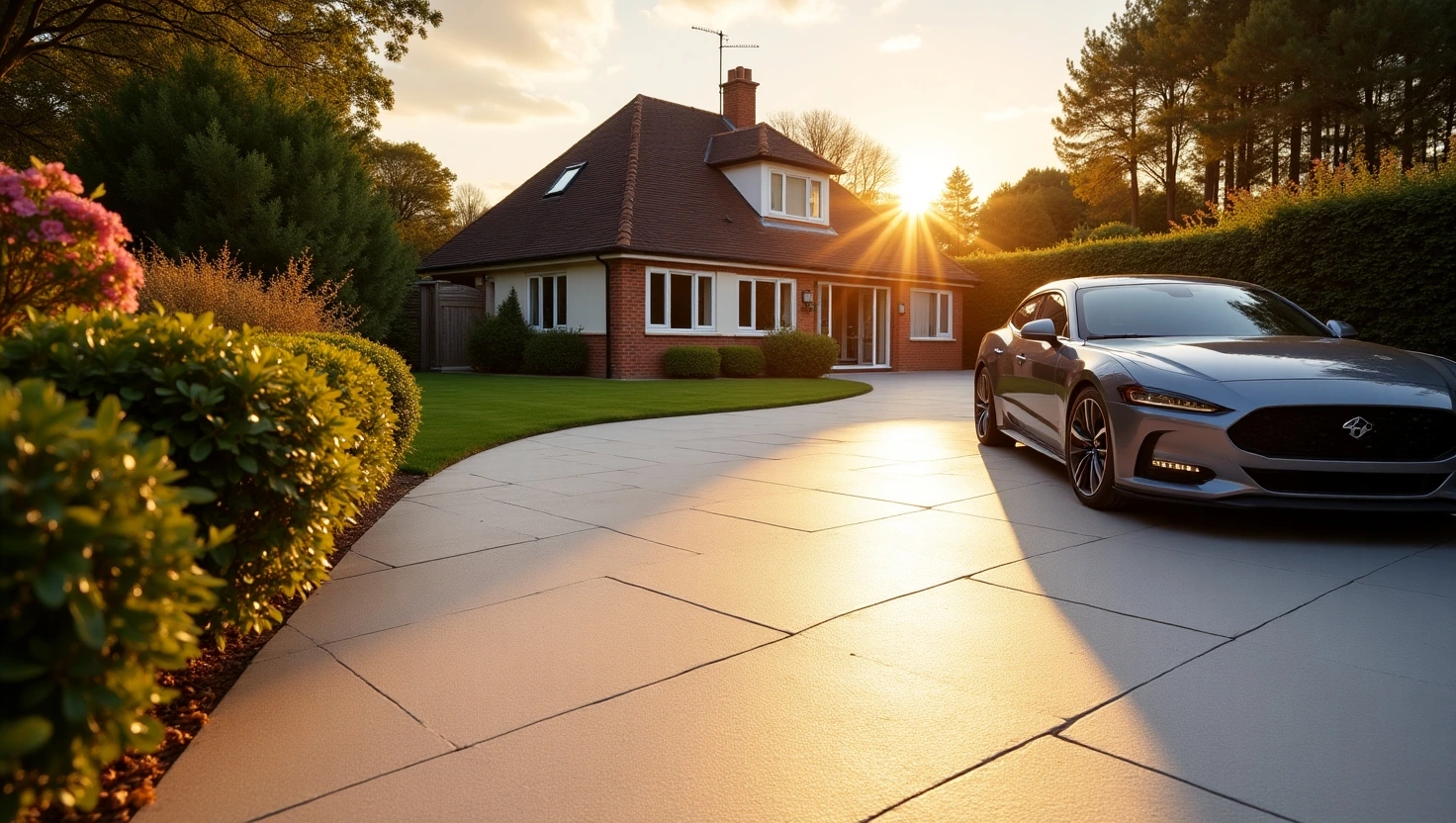 Clean new resin driveway in UK suburb