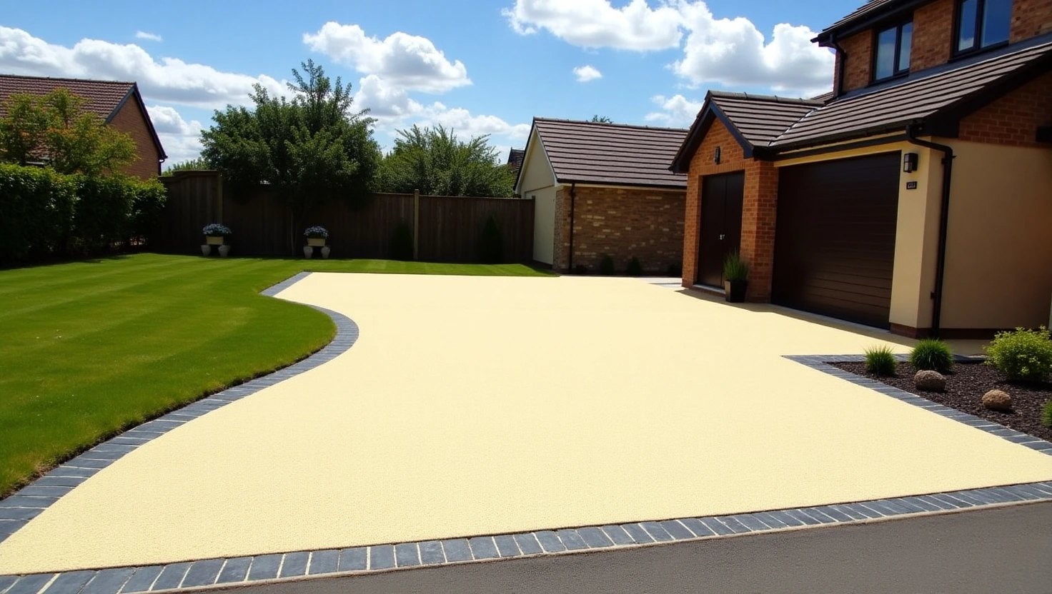 Wide resin drive with border edging